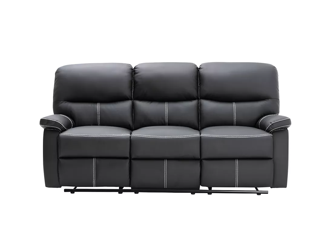 Canapés 3 places 2 places et un fauteuil relax en simili noir CANBY