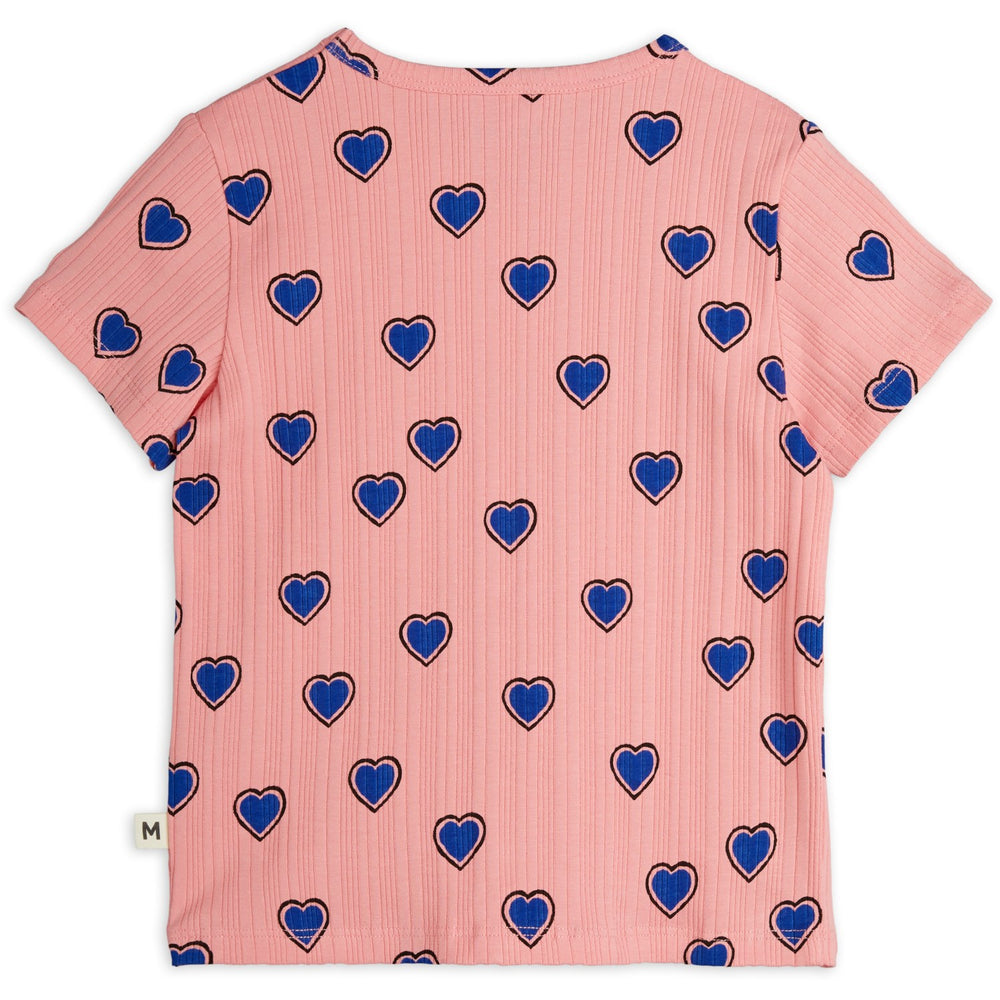 Køb Mini Rodini Pink Outlined Hearts AOP T-Shirt
