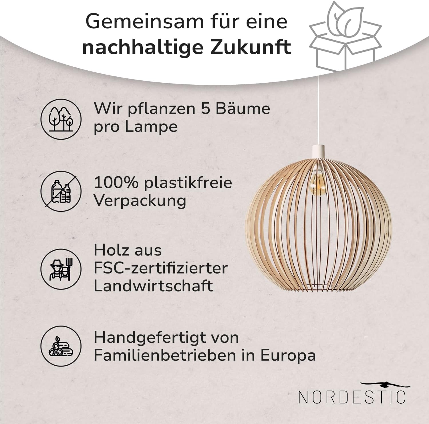 Pendelleuchte Holz „Forseti