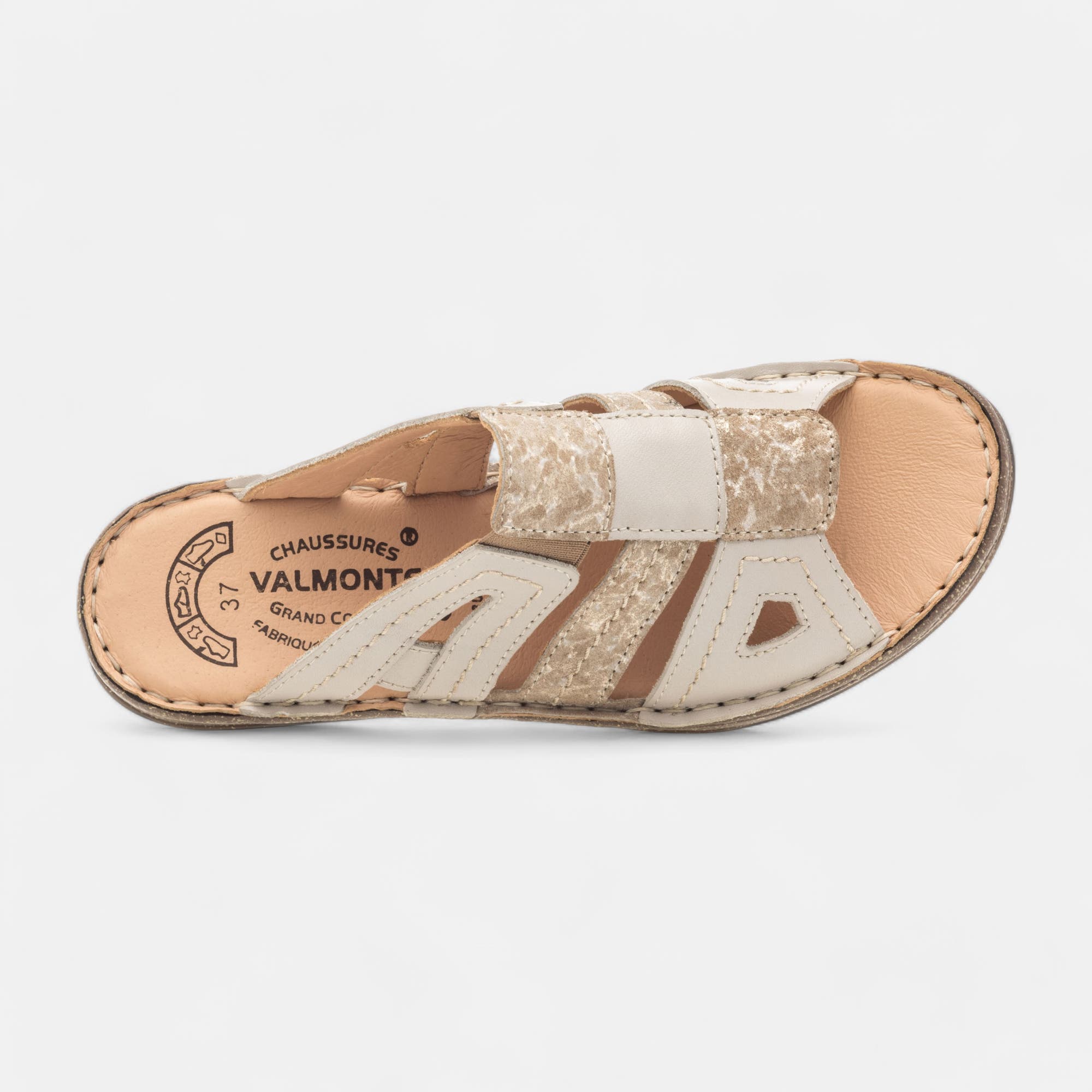 Nu-pieds confort Femme en cuir beige