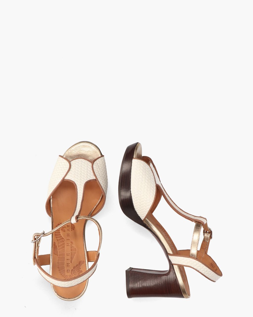 Chie Mihara Keduni Wit/Bruin Damessandalen