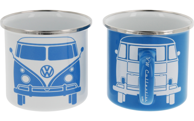 VW Collection T1 Bus Emaille Tassen Set 2 Stück 350 ml