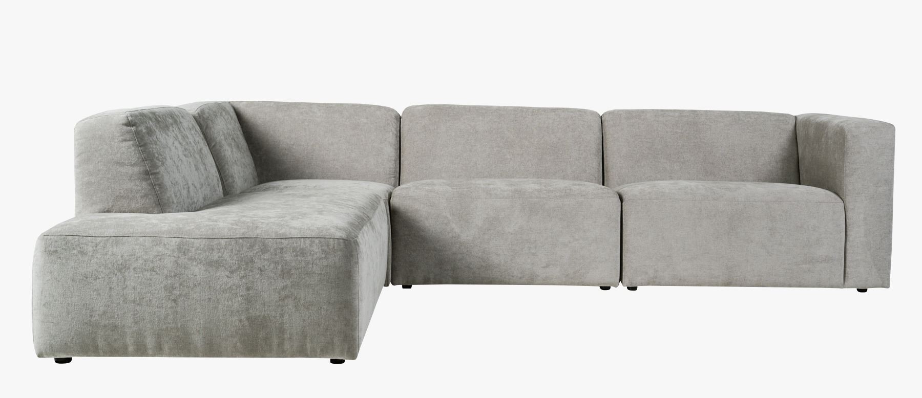 4 deler m/åpen ende venstre grå - 227x297x73 cm