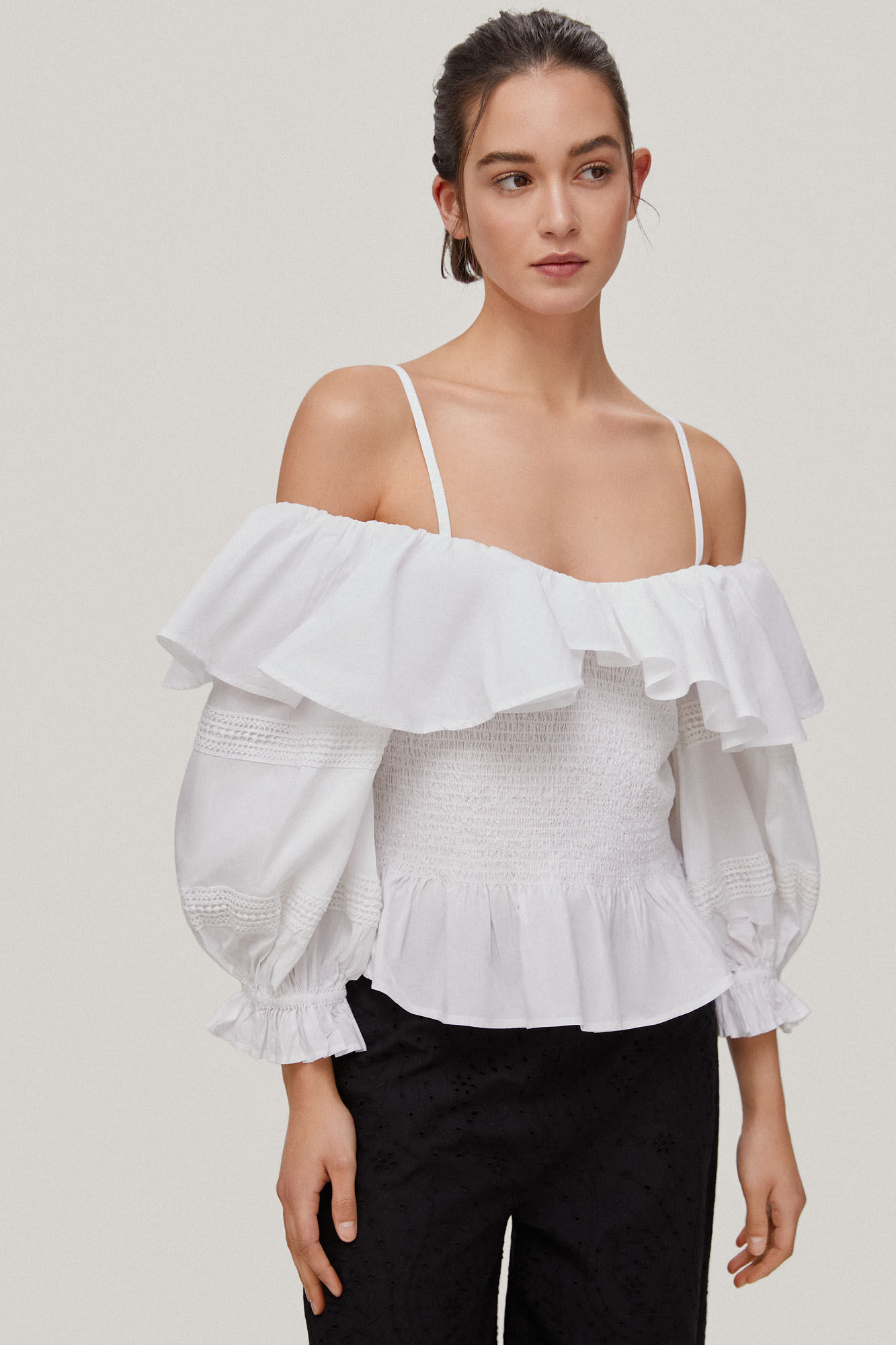 Blusa ombro a ombro em popeline - Branca