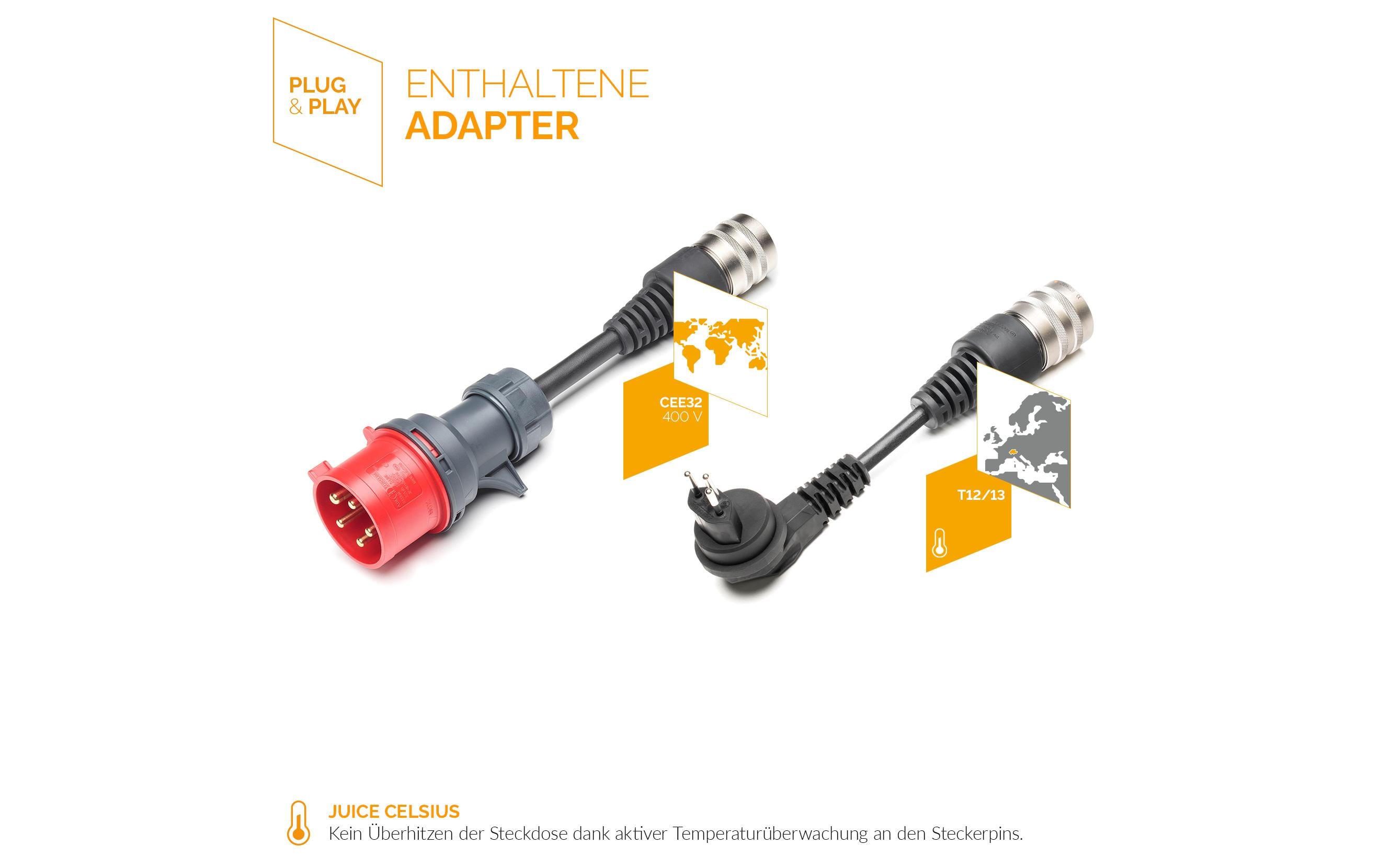 Mobile Wallbox JUICE BOOSTER 2 Swiss Basic Set Typ 1<br>Die flexible 3-in-1-Ladelösung für Elektrofahrzeuge für zuhause oder unterwegs