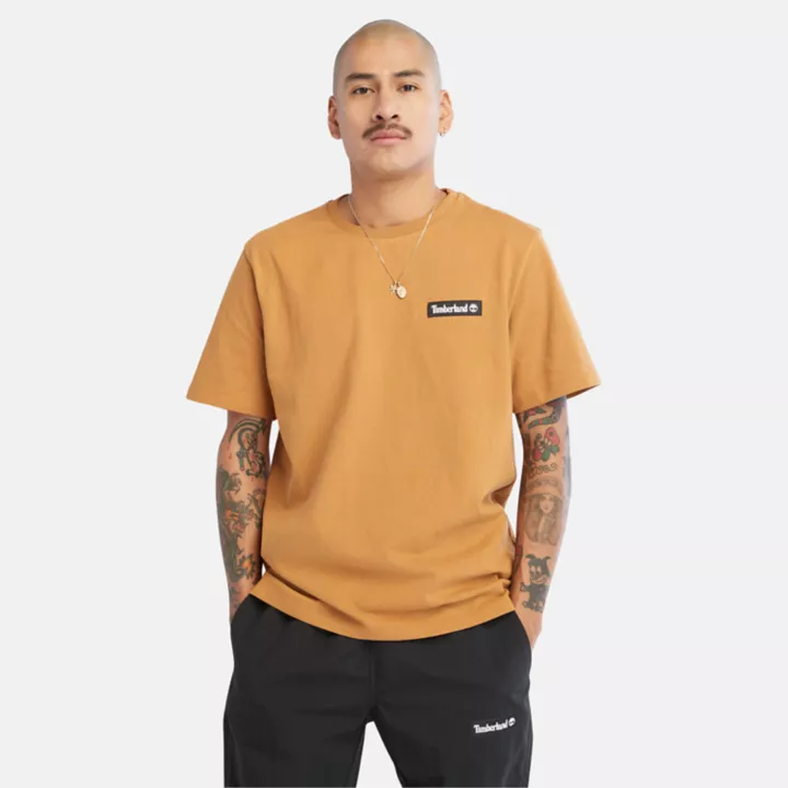 T-shirt épais à écusson tissé unisexe en jaune