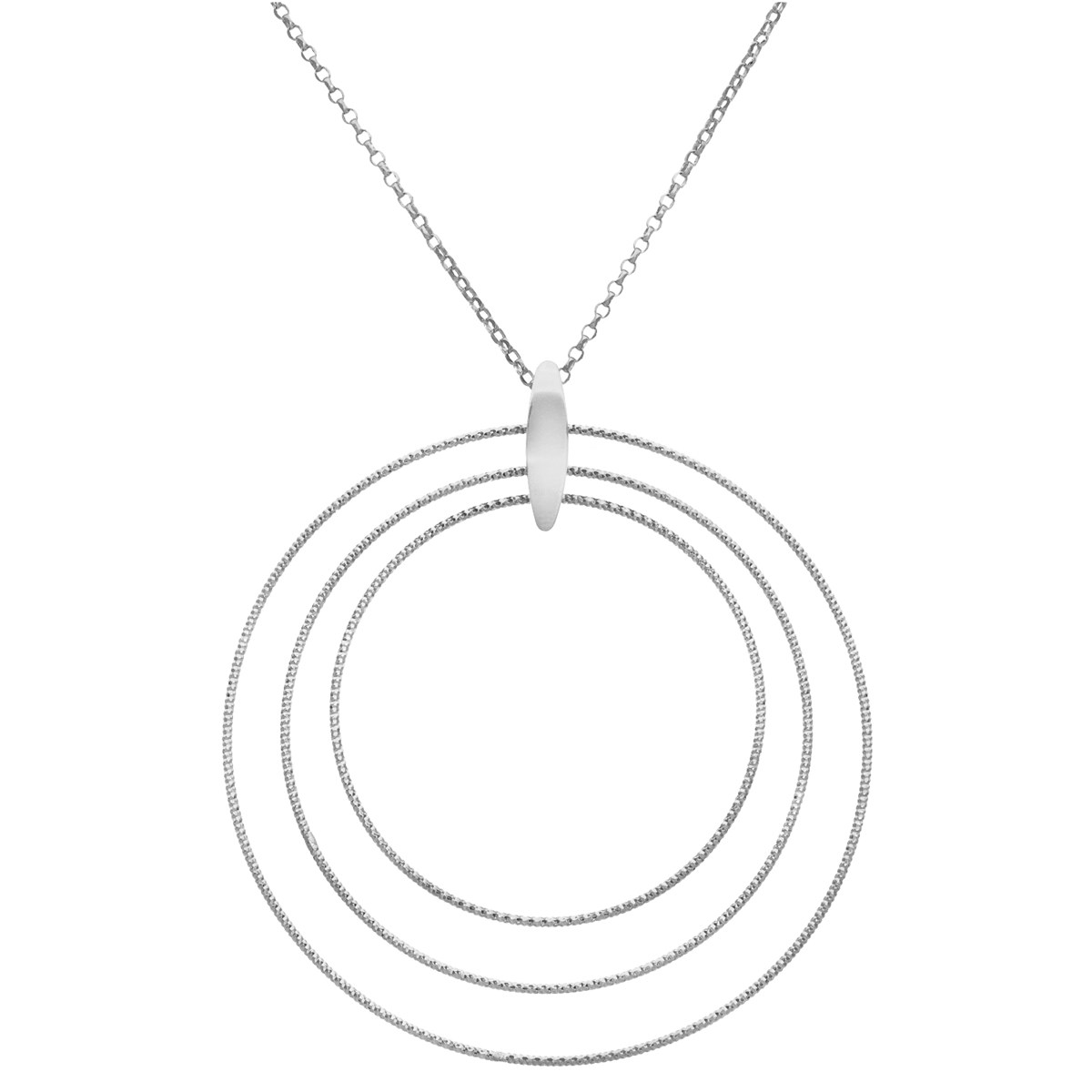 Collier Argent Rhodié Cercles Diamantés