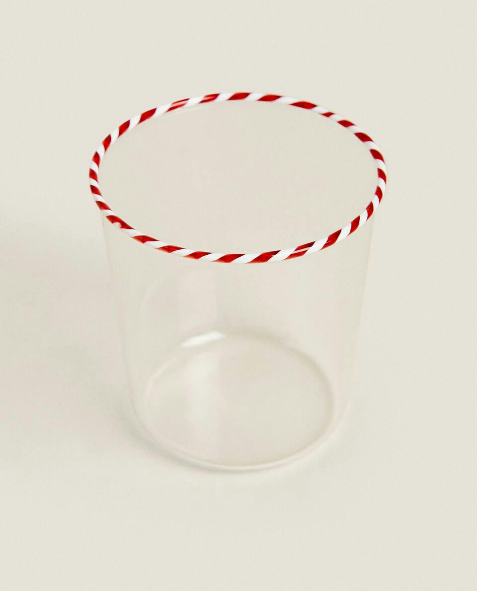 Copo de vidro borossilicato com bengala doce de Natal