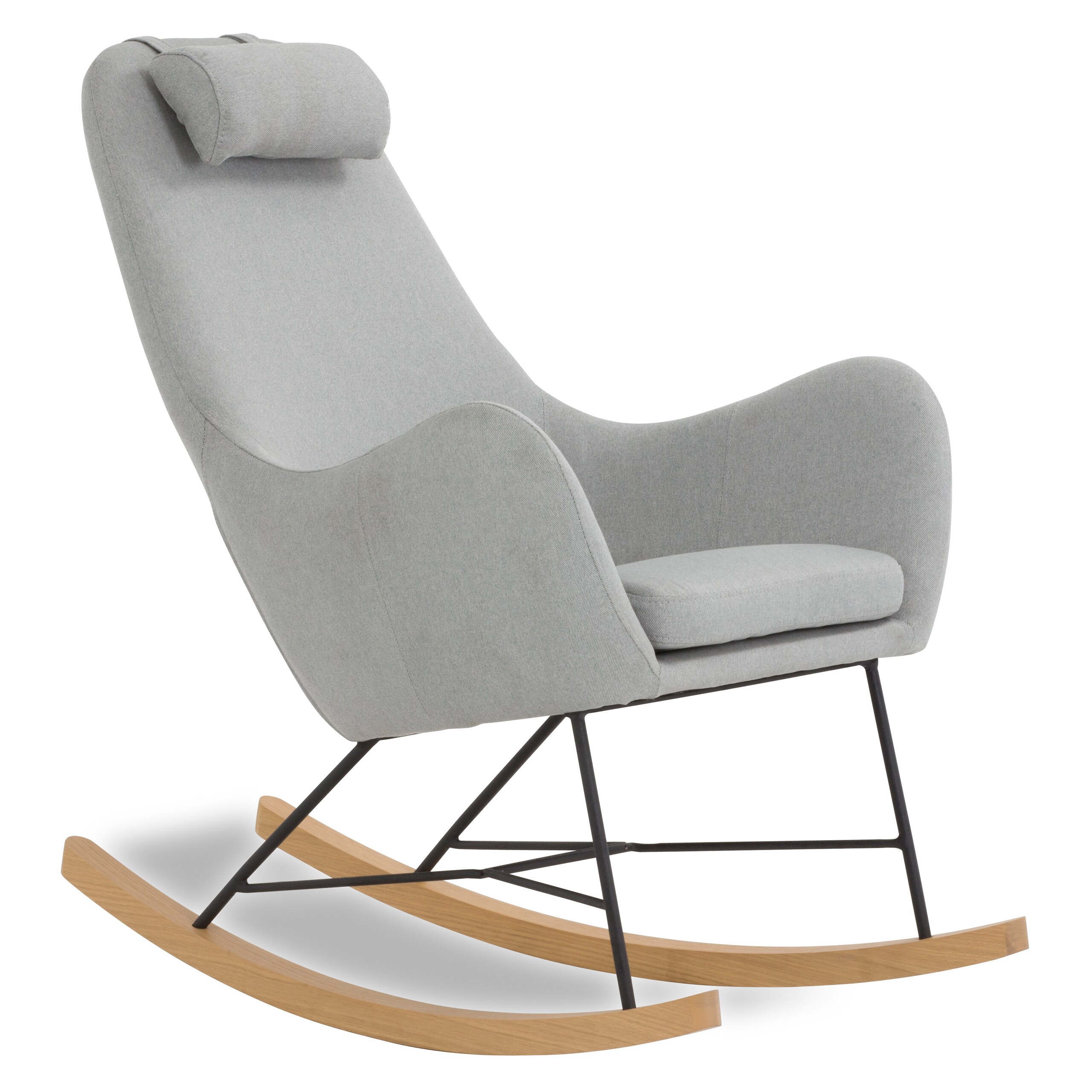 Schaukelstuhl grau Textil Relaxsessel Polstersessel Ohrensessel Loungesessel