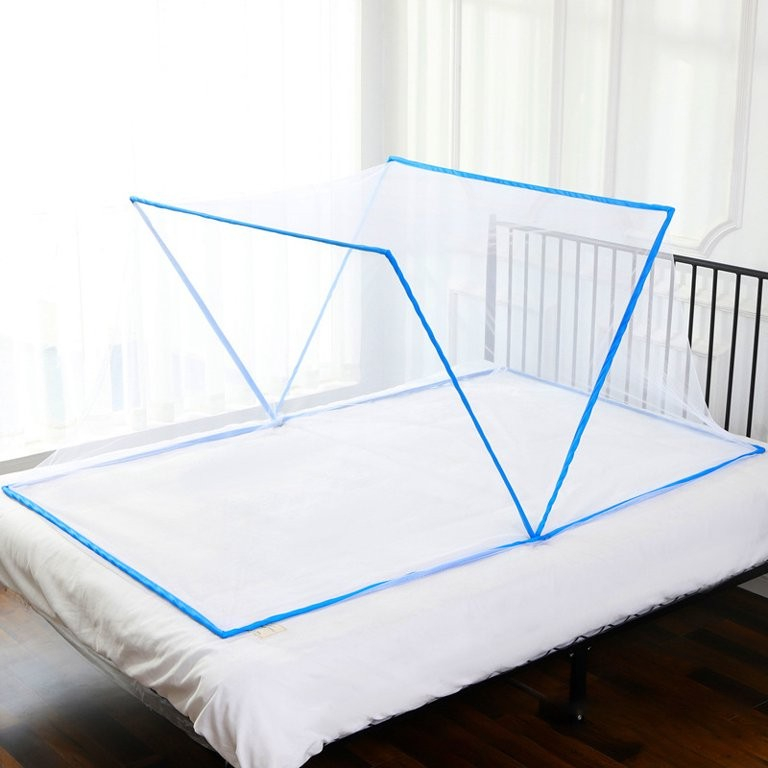 (190x135cm) Klappbares Reise Moskito Netz Mücken Insektenschutz Zelt - Weiss / Blau