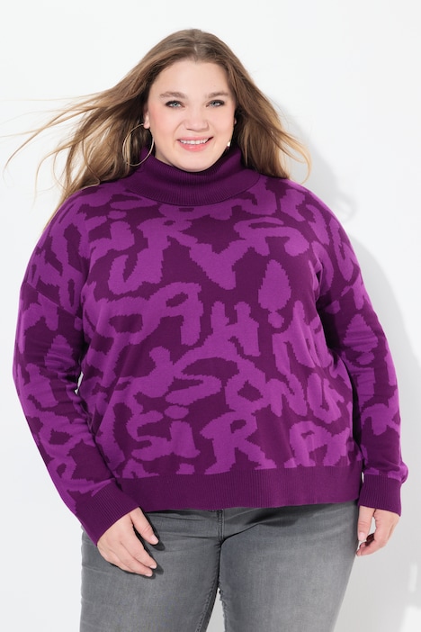 Pullover, Buchstaben, gerippter Rollkragen, Langarm