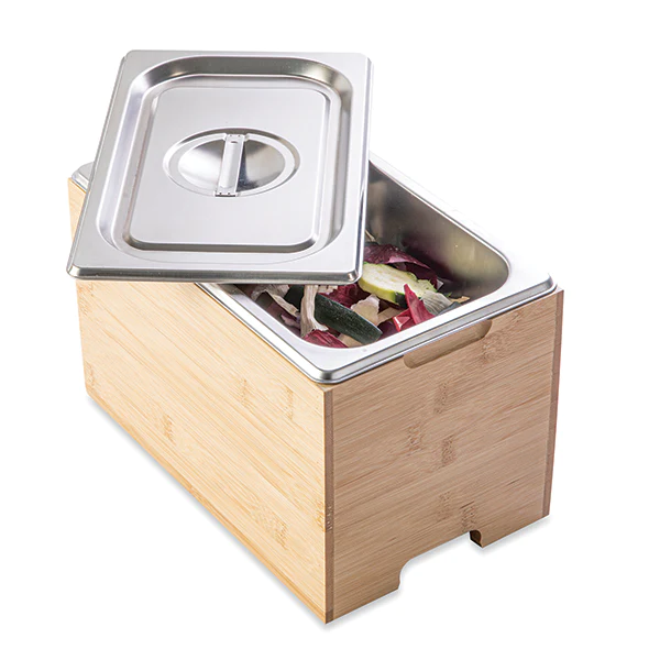 Bac à compost inox et support bambou Mathon