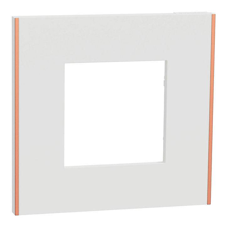 Plaque de finition simple Schneider Electric Unica Déco Subtil blanc liseré cuivré