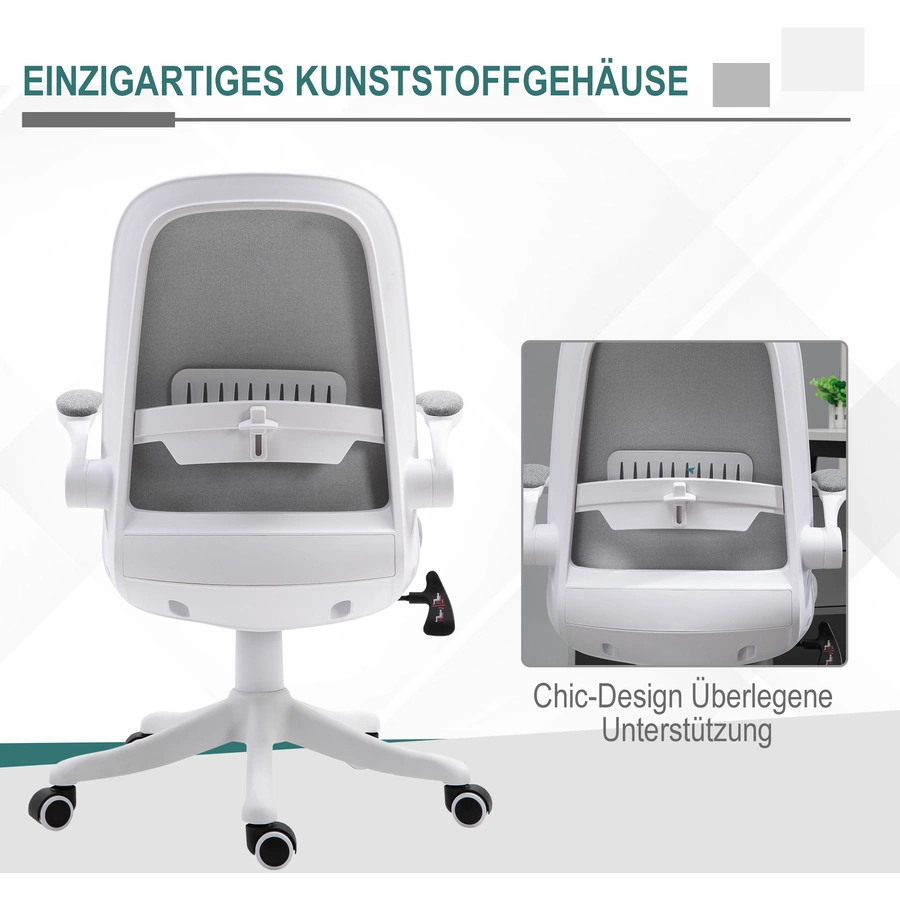 Vinsetto Bürostuhl mit Wippfunktion höhenverstellbar Grau+Weiß