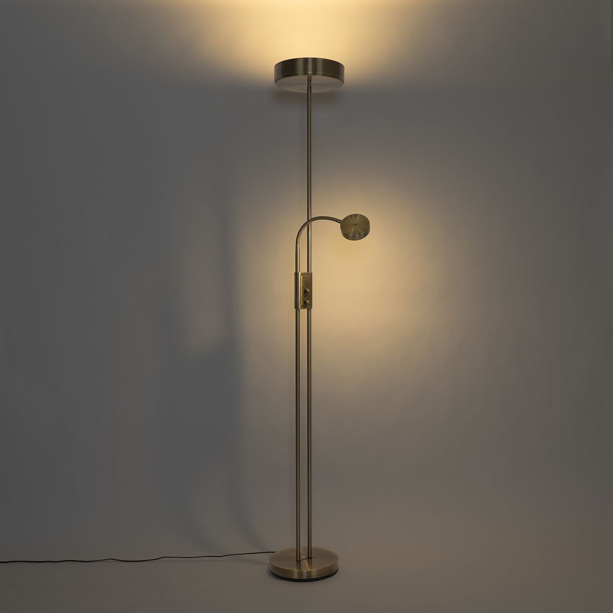 Vloerlamp brons incl. LED en dimmer met leeslamp - Kelso