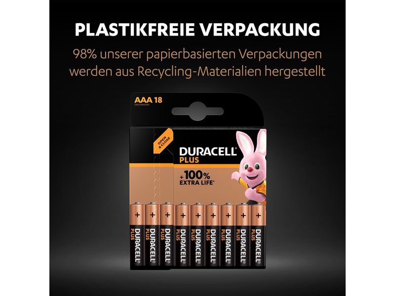 Duracell Batterie Plus Power AAA , 4 Stück AAA/LR03, 4 Stück