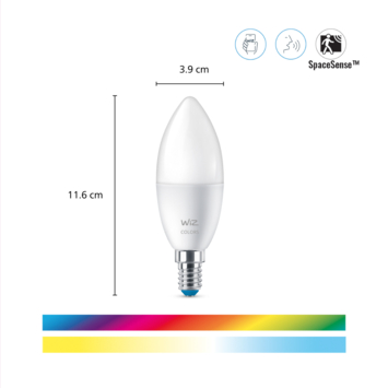 WiZ Connected LED kaars E14 40W mat kleur licht dimbaar