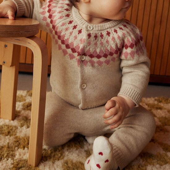 Ensemble 2 pièces en tricot   rose avalanche / rosewood        1 mois   de               Petit Bateau