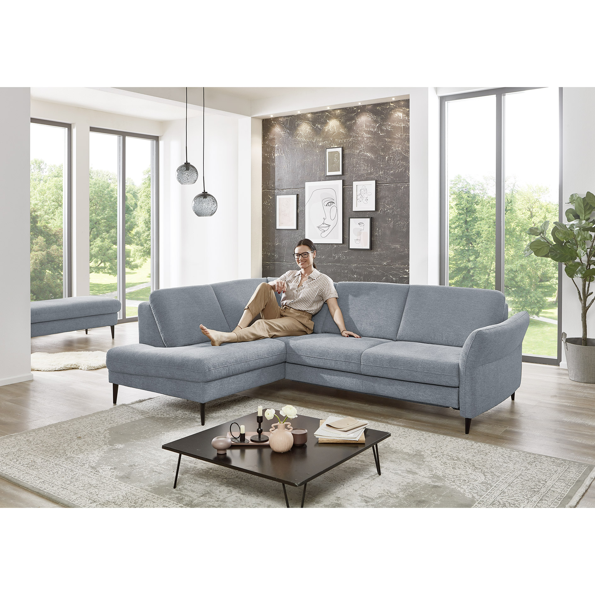 polsterpower Ecksofa - ice - Basismodell - Kombielement links