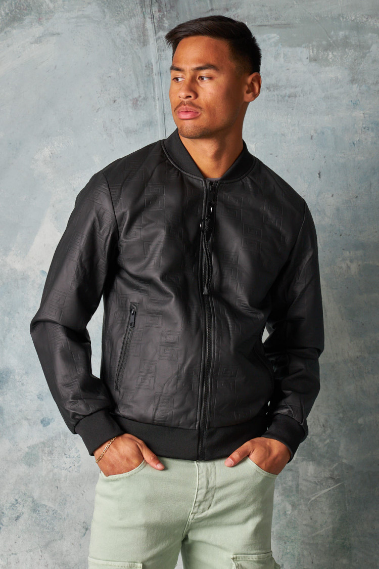 Bomber en simili cuir noir