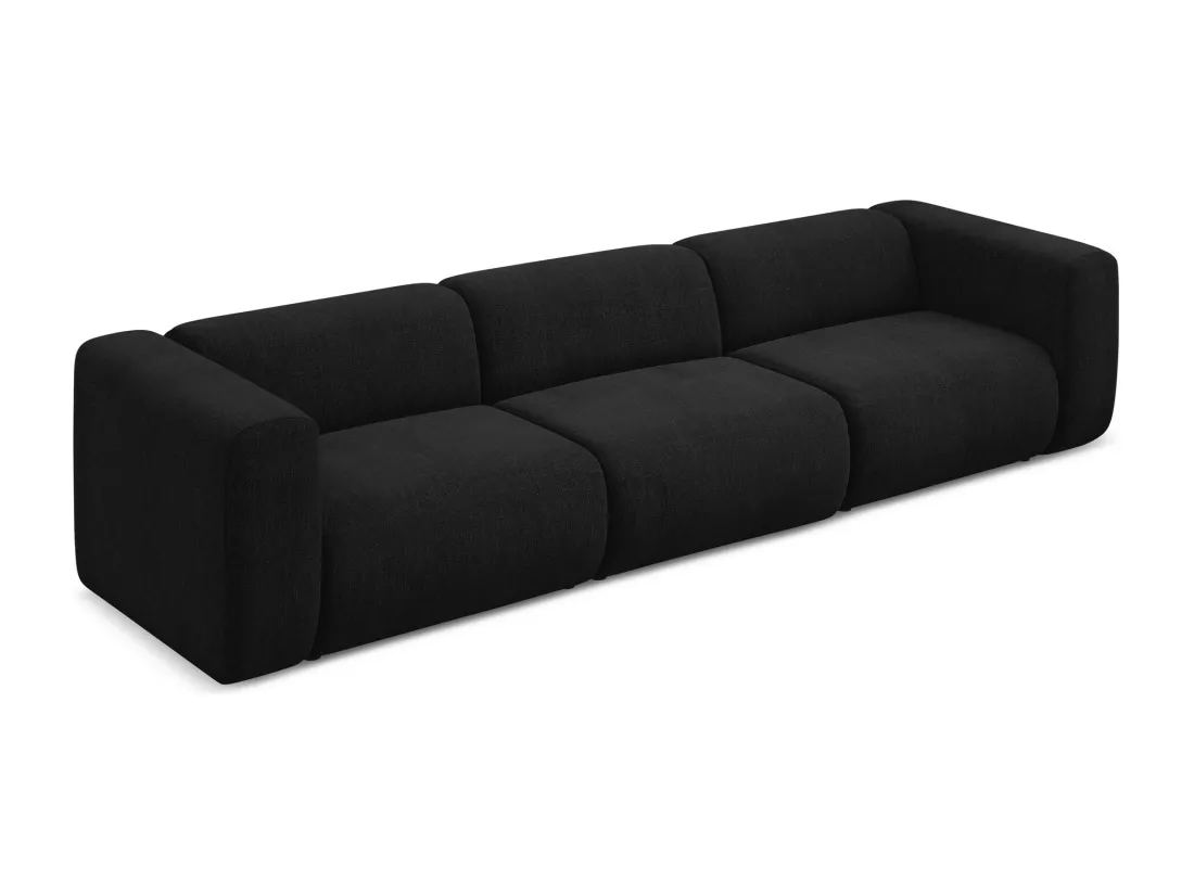 Canapé modulable 4 places en tissu chenille - noir - EKAHI