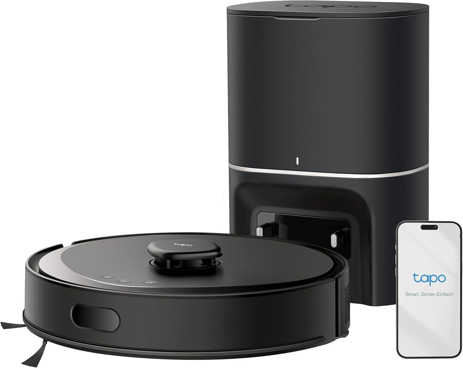 Tapo RV30 Max Plus Saugroboter mit Wischfunktion und automatischer Absaugstation, 5300Pa Ultra Starke Saugkraft, LiDAR+IMU Dual-Navigation, Alexa & Google Assistant Sprachsteuerung, APP