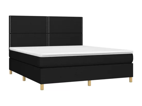 Sommier tapissier avec matelas et LED Noir 180x200 cm Tissu