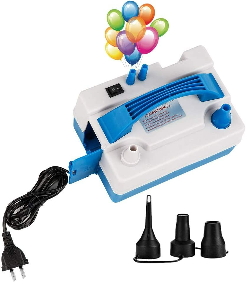 (600W) Elektrische Ballon Luftpumpe Aufblasgerät Kompressor - Blau / Grau
