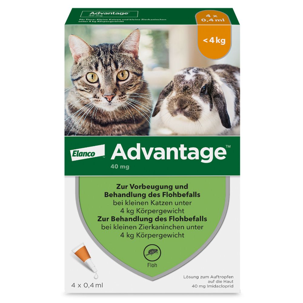 Advantage® 40 mg für Katzen und Zierkaninchen bis 4 kg Körpergewicht