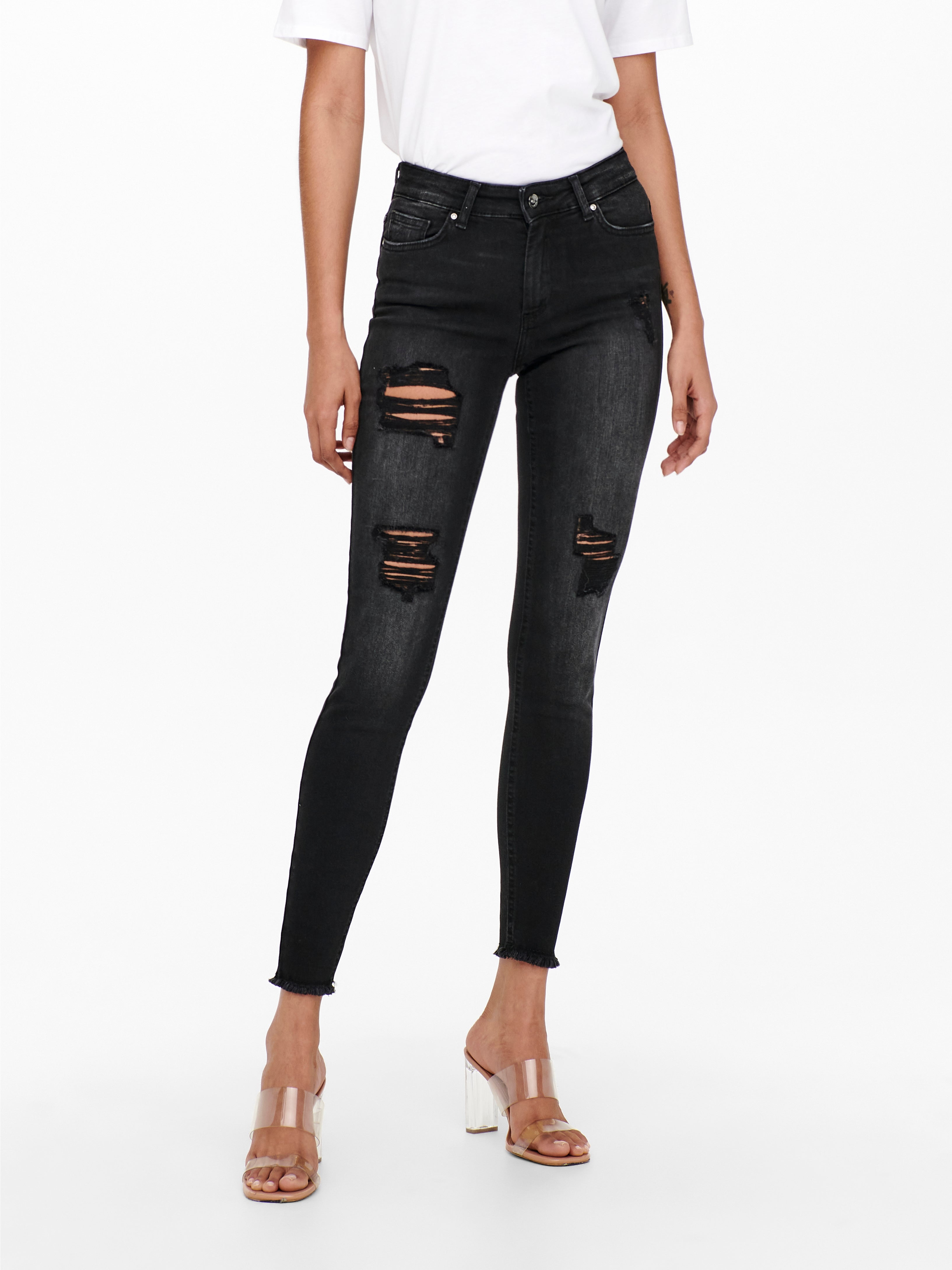 ONLBLUSH Mittlere Taille Skinny Fit Jeans Washed Black