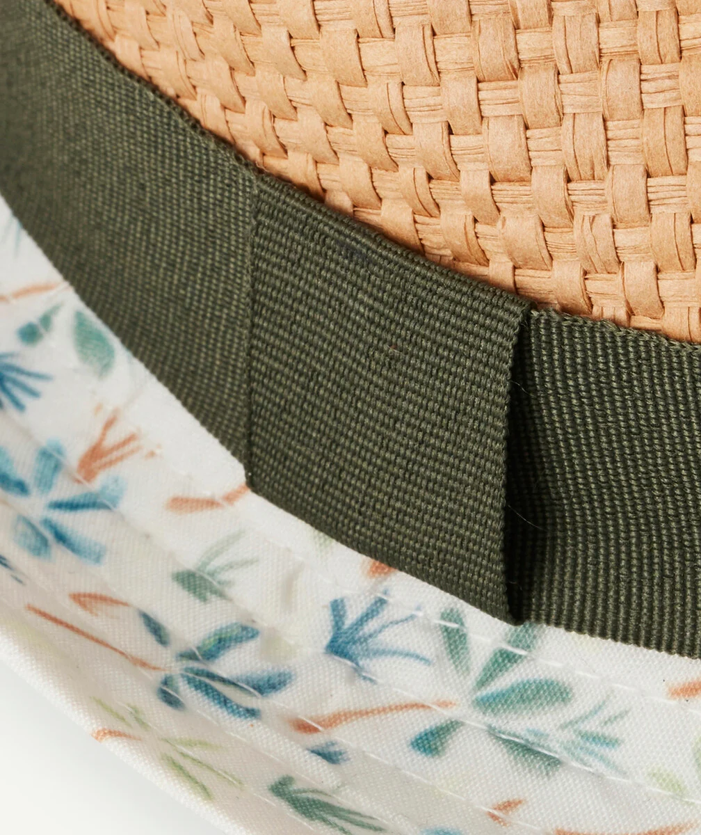LE CHAPEAU EN PAILLE ET KAKI AVEC BORD IMPRIMÉ