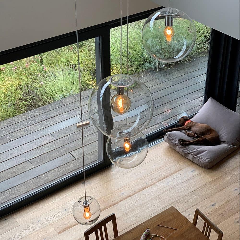 s.luce Orb Glaskugel Galerieleuchte 5m Abhängung, Farbe Schwarz/Rauch, Größe Ø 50cm