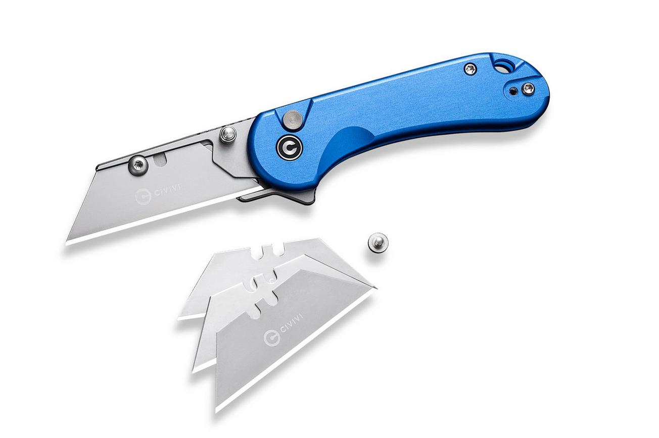 Civivi Elementum Utility C23039B-2 Blue Aluminum, Stonewashed Blade Holder, Plain 6Cr Blade utility zakmes