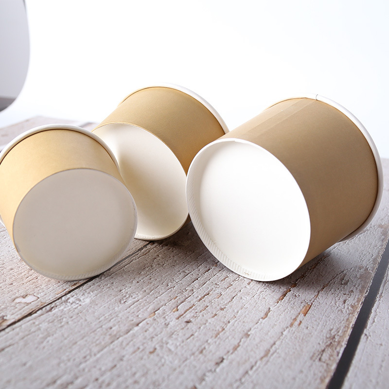 (50er Set) 85x62mm Einweg Speise Papp Becher Party Geschirr für Eis / Snacks / Suppe - Braun