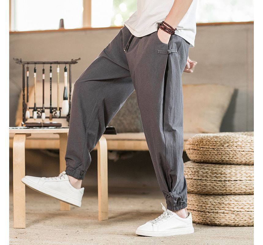 Aozora - Hoge taille effen cropped harembroek