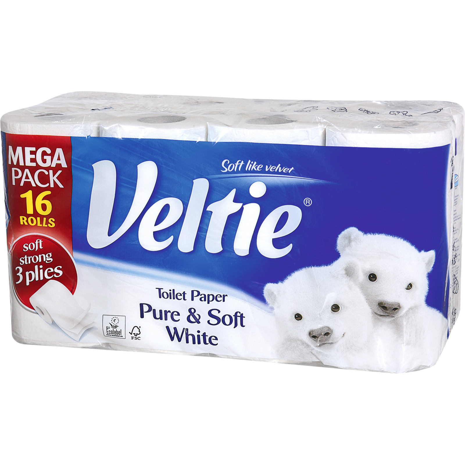 Veltie Toilettenpapier Pure & Soft White 3-lagig 16 Rollen