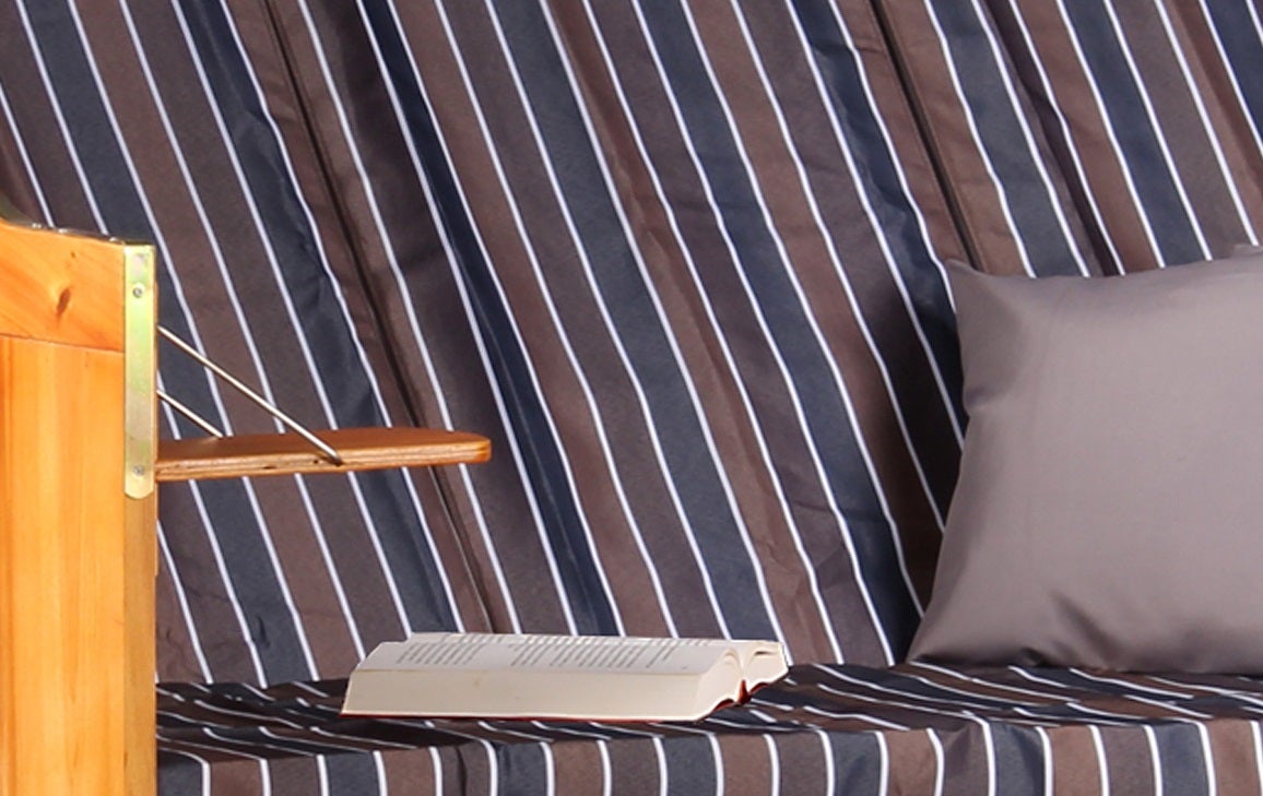 Baltische strandstoel, driezits, PE, zwart, antracietbruin design
