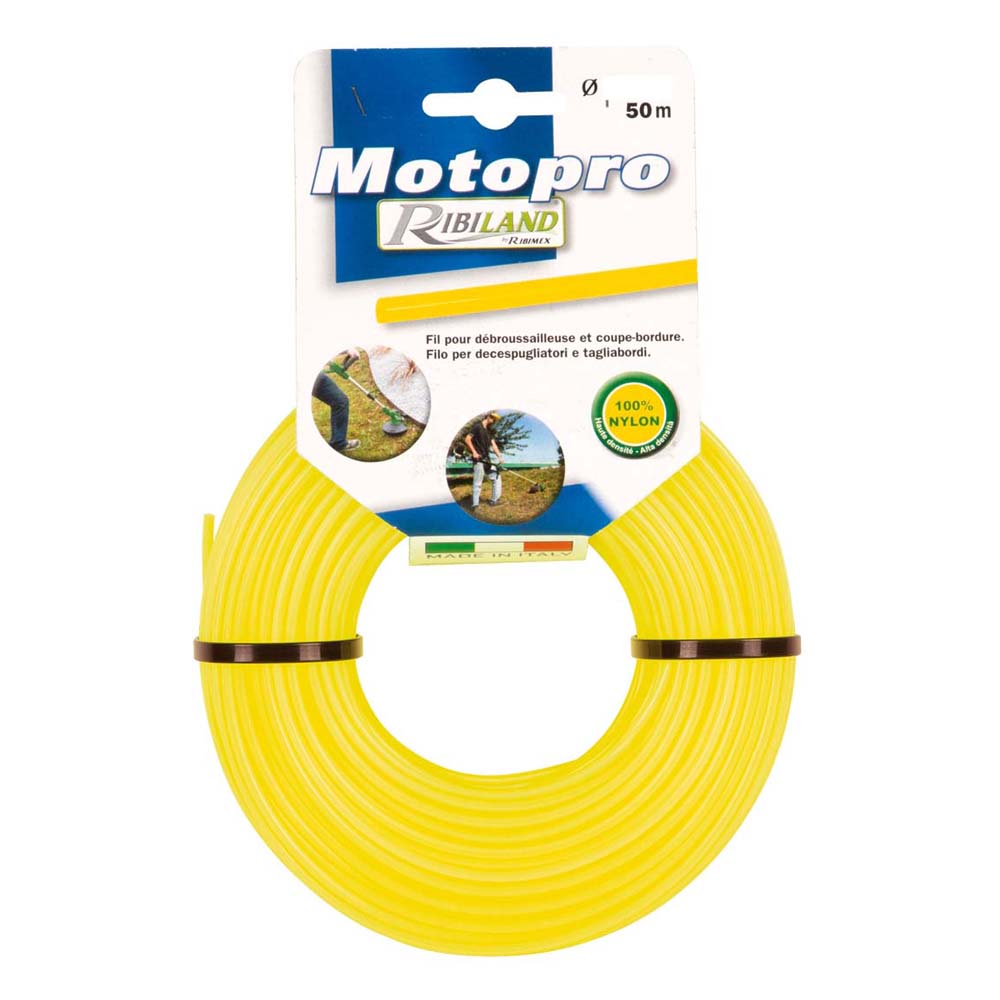 Fil rond 50m diamètre 3 mm jaune motopro pour tête de débroussailleuse.