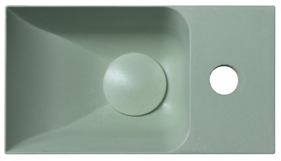 Sapho Piccolino fontein beton kraangat rechts 31x17cm groen