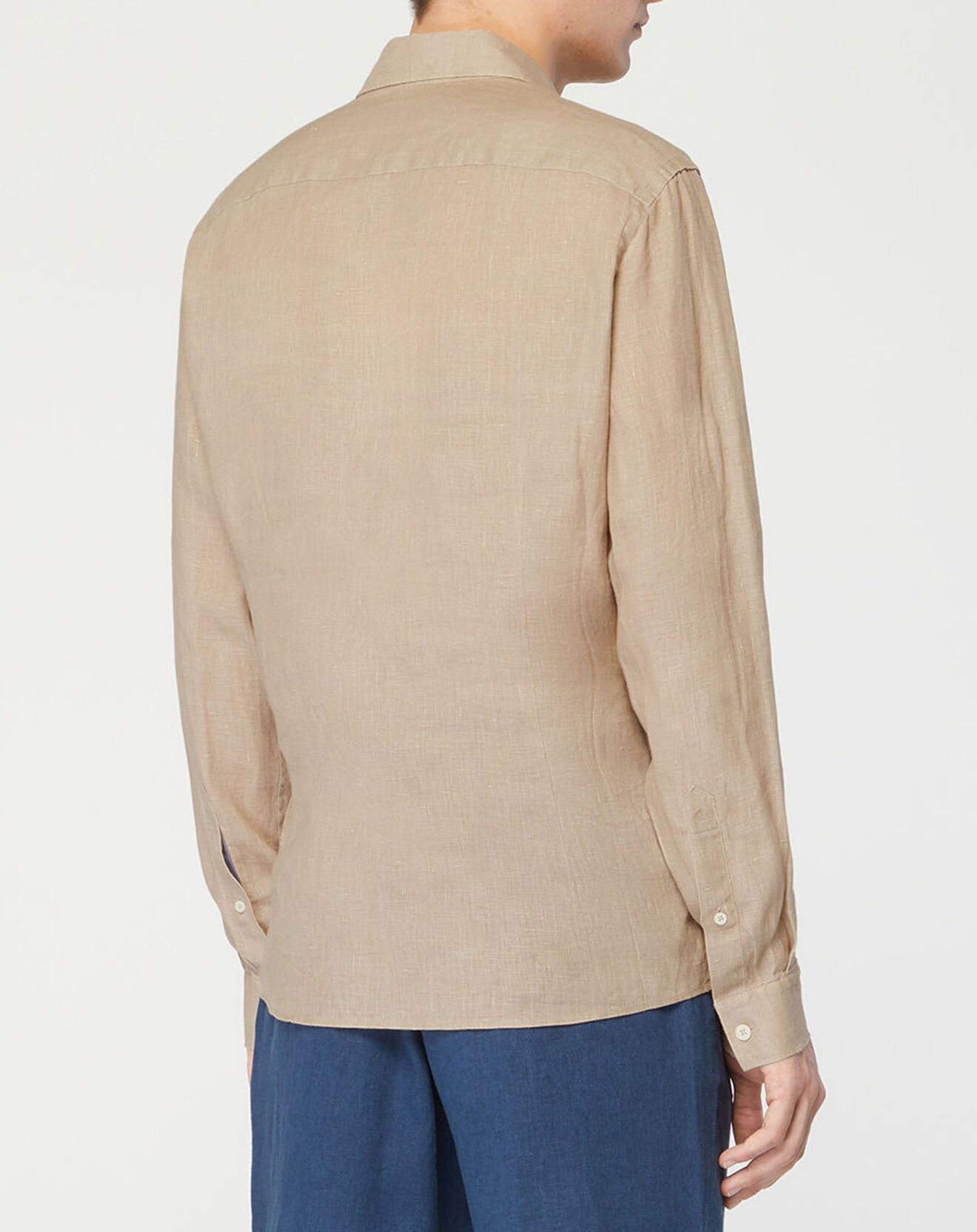 Hackett London Chemise 100% Lin Slim Fit beige foncé