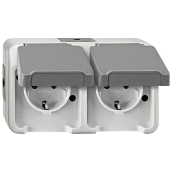 Schneider Electric Aquastar spatwaterdicht geaard stopcontact dubbel horizontaal