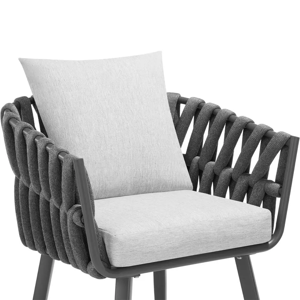 tectake - Stoel Lugano in rope-design met aluminium frame, Antraciet