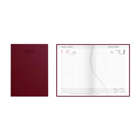 Idena Buchkalender Basic 2025 – DIN A5, FSC® Mix, burgund