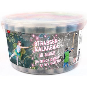 JAMASIA Craie de trottoir avec paillettes, seau de 50