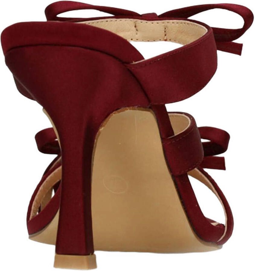 Sacha Dames Bordeaux rode sandalen met hak en strikjes