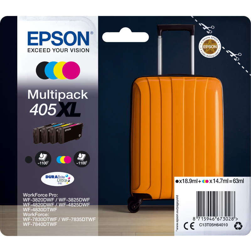 Epson 405 XL Tintenpatronen Multipack, cyan, gelb, magenta, schwarz
