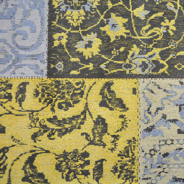 Patchwork vloerkleed - Delany Grijs/Geel | Kunstzinnig