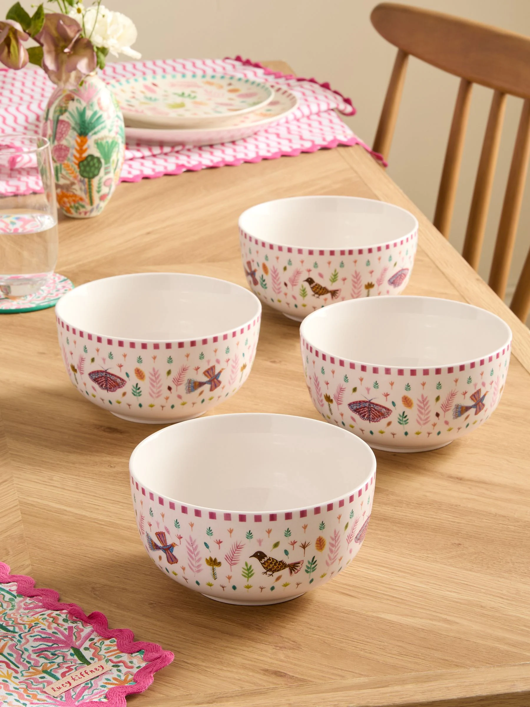 Lucy Tiffney Set of 4 Autumn Leaves Cereal Bowls