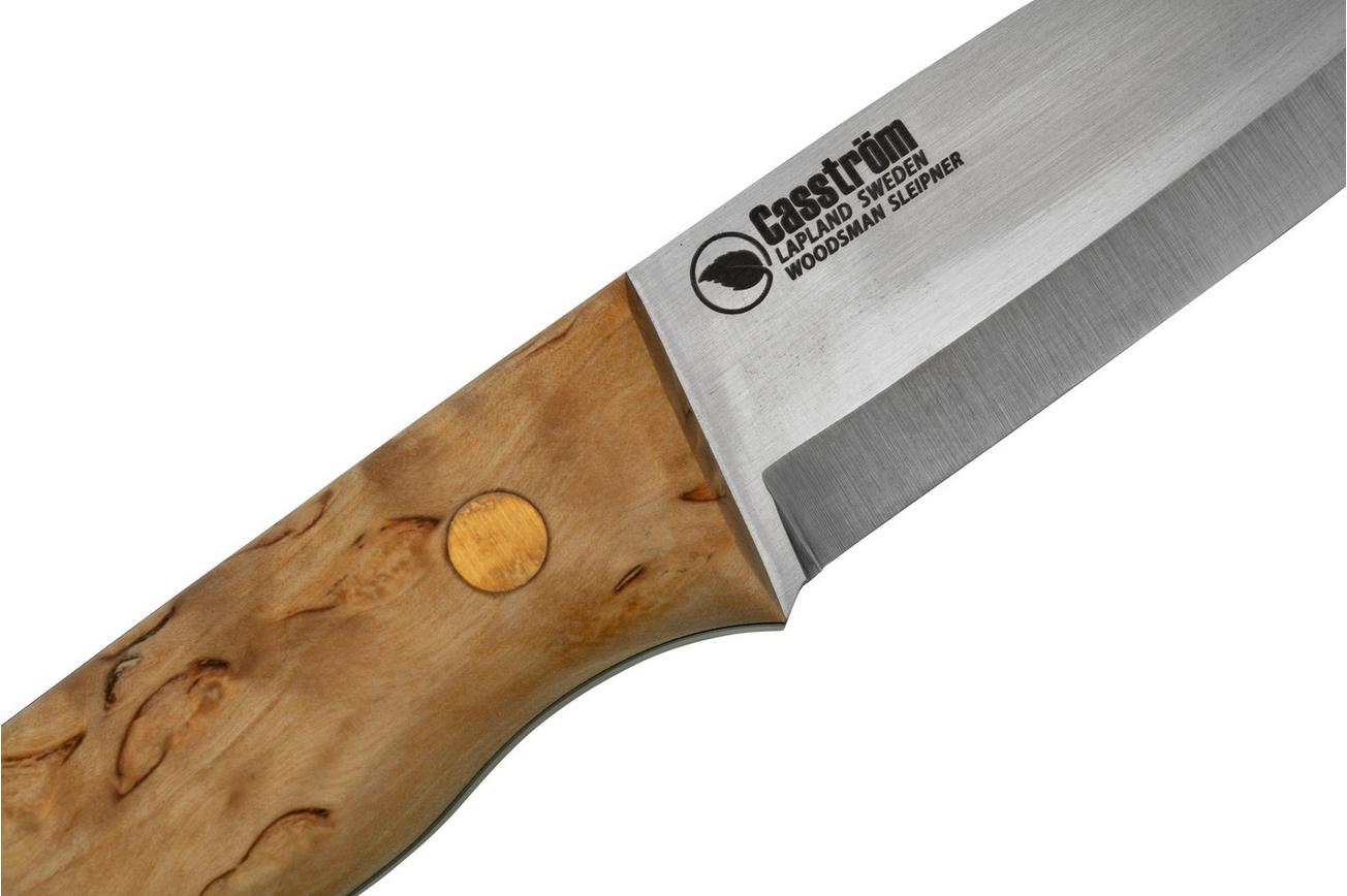 Casström Woodsman Knife Curly Birch, Sleipner Scandi Grind 10804