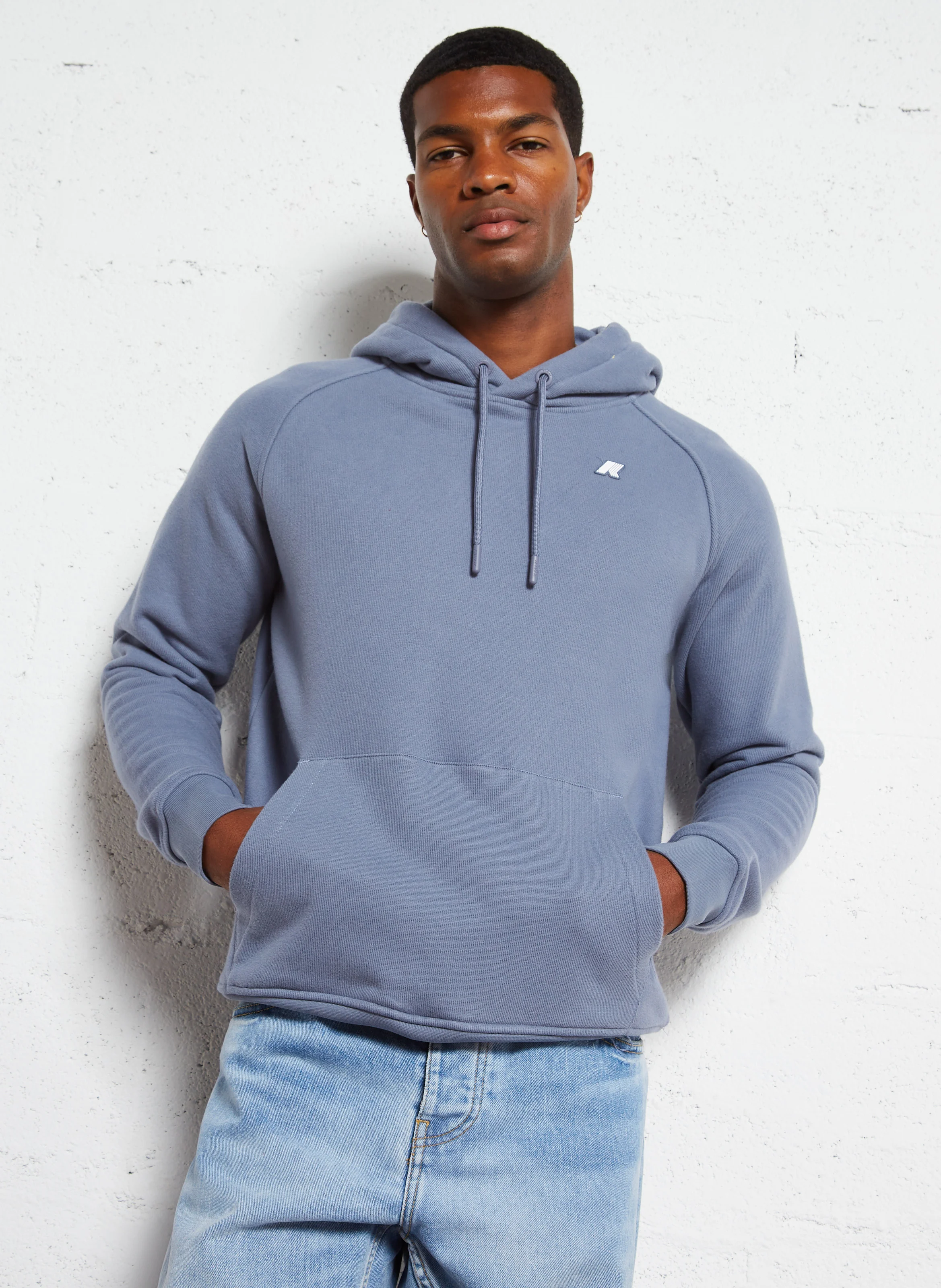 ALBAN HEAVY FLEECE - Sweat à capuche en coton mélangé | Bleu
